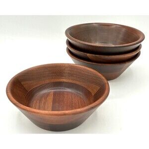 Vermillion Snack Salad Bowls Real Walnut Wood Turned 5.75" Made in the USA‎ MO